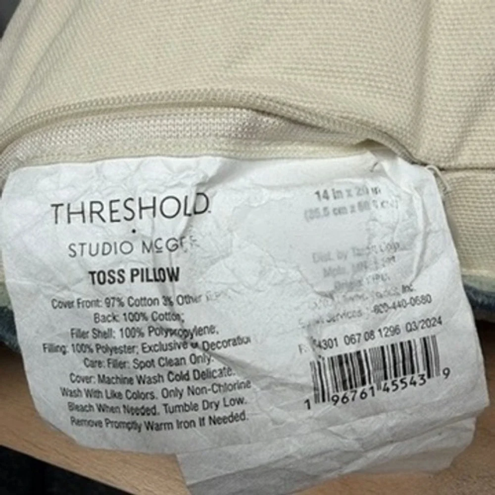 Threshold x Studio McGee Textured Herringbone Lumbar Pillow Sage Mirage 14x20